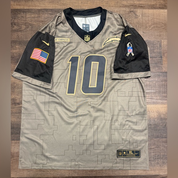 Justin Herbert LA Chargers Mens XL Salute to Service Nike Jersey Green/Military - Picture 4 of 5